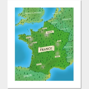 Map Of France Posters and Art